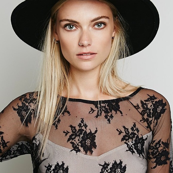 Swingy Floral Lace DRESS Black Scalloped Lined - Picture 5 of 5